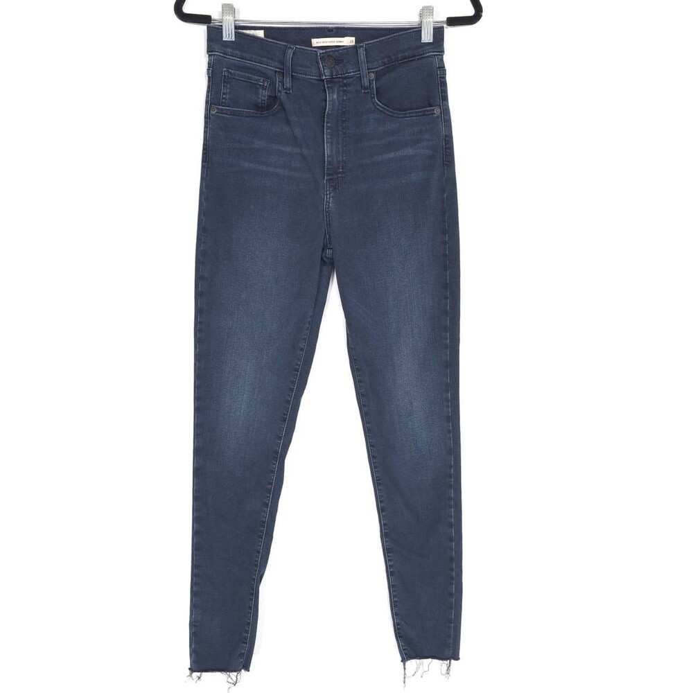 LEVI'S Premium Mile High Super‎ Skinny Jeans Raw Hem Dark Wash Cotton Size 28